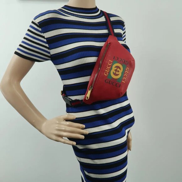 Gucci Print Red Leather Belt Bag 493-031325 - Picture 12 of 12